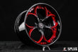 2025 corvette z06 wheels with SD-03 deep dish design and custom carbon flash to dark red finish