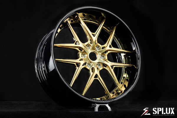 Custom wheels for a Ford F-150 in a polished frozen gold finish