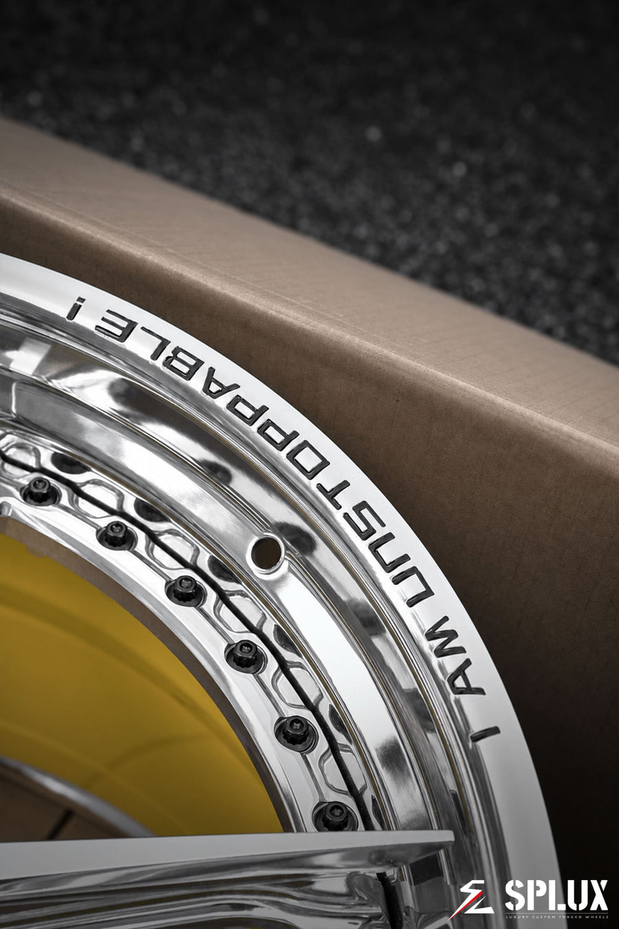 Corvette z06 wheels with a gloss yellow inner barrel and polished spokes
