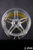 Polished spokes and gloss yellow inner barrel on the SA-01 2-piece forged wheel