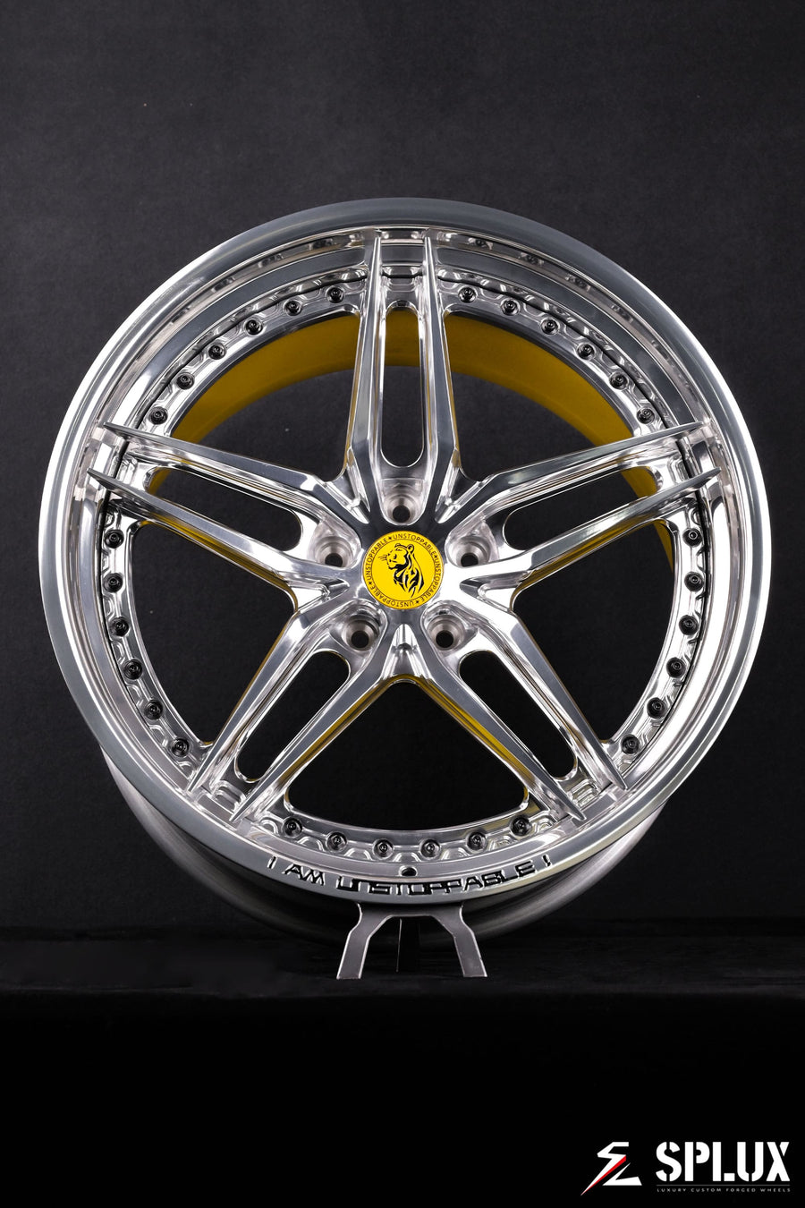 2026 corvette z06 wheels with SA-01 forged 2-piece in polished aluminum and gloss yellow
