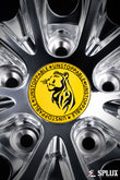 Front 20-inch SA-01 forged wheel with polished aluminum spokes and custom engraving