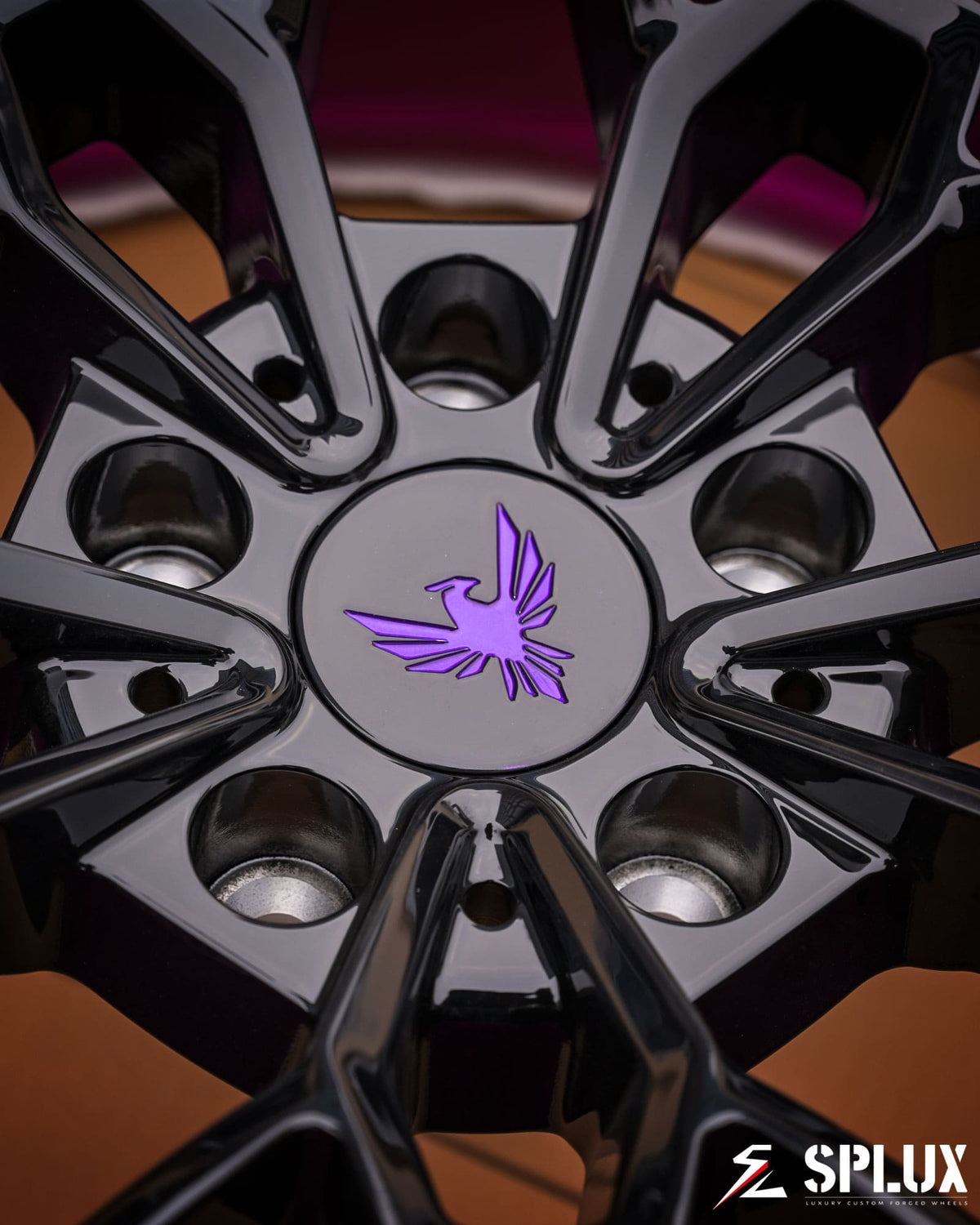 Lucid Gravity custom wheels brushed purple inner barrel detail