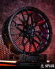 Lucid Gravity custom wheels black and purple finish detail