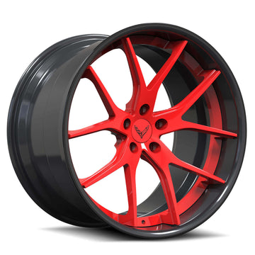 SC-04 Custom Super Concave Carbon Flash, Red Wheels