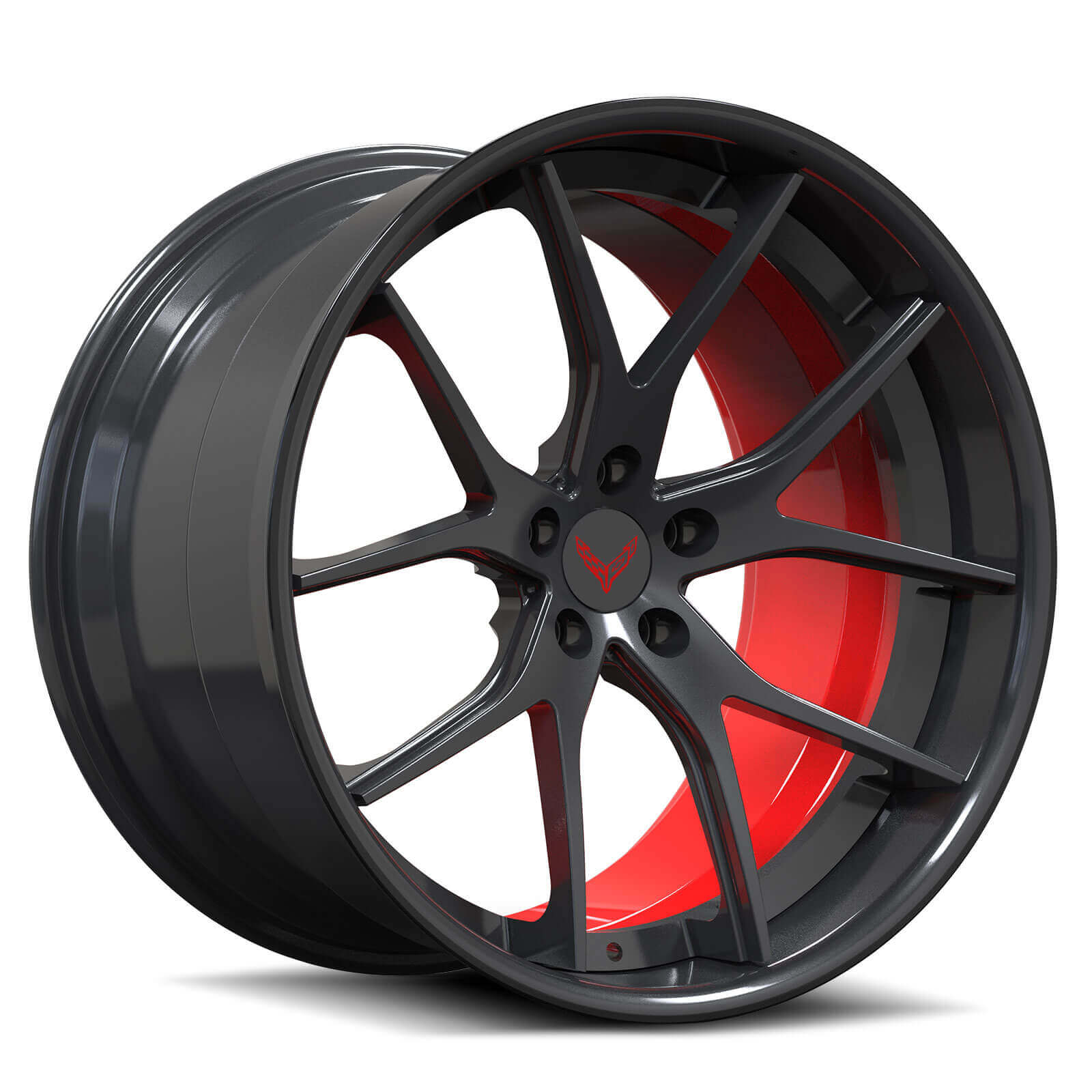 SC-04 dark grey red inner barrel forged wheels for Caprice - custom rims