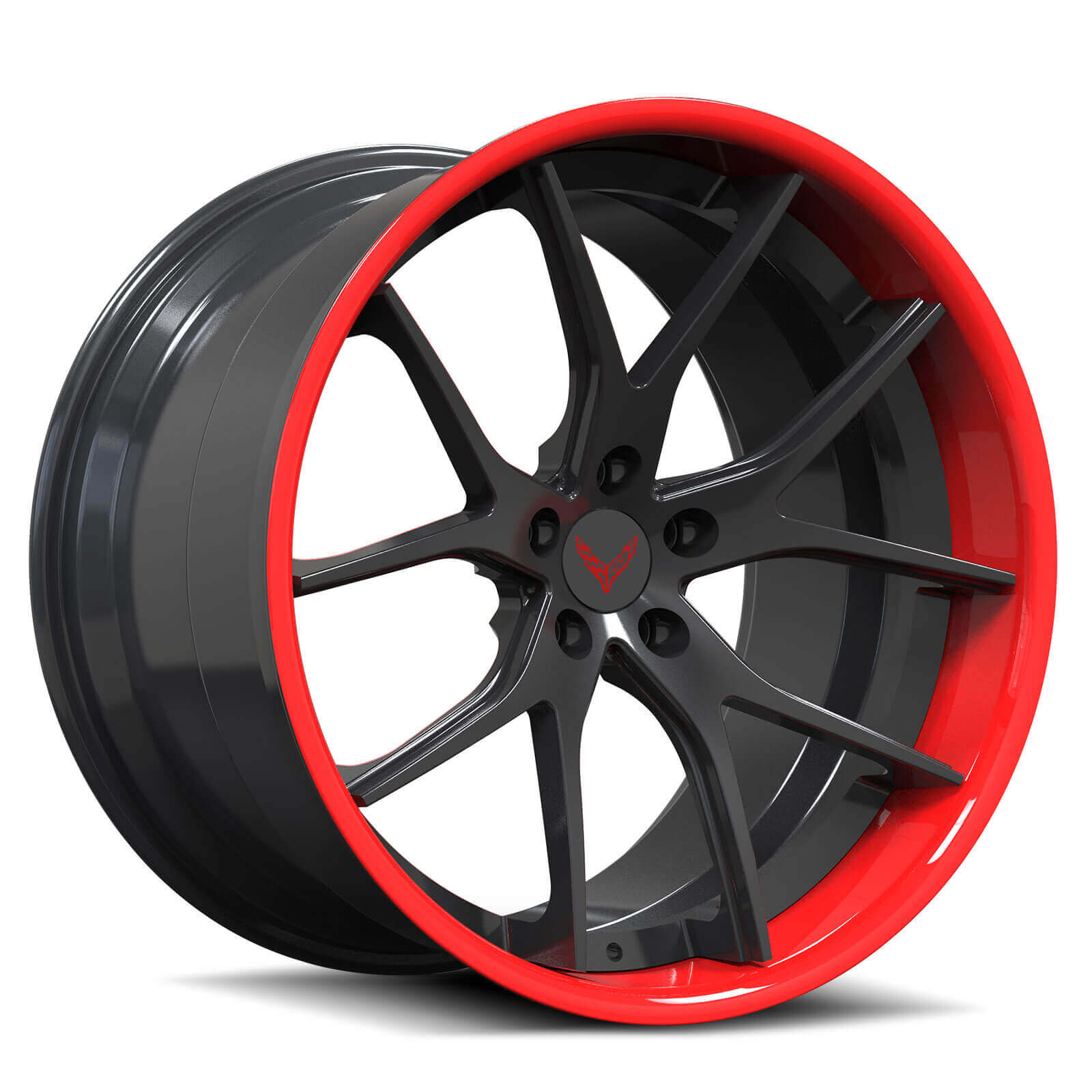 SC-04 Custom Super Concave Gloss Red, Carbon Flash Wheels