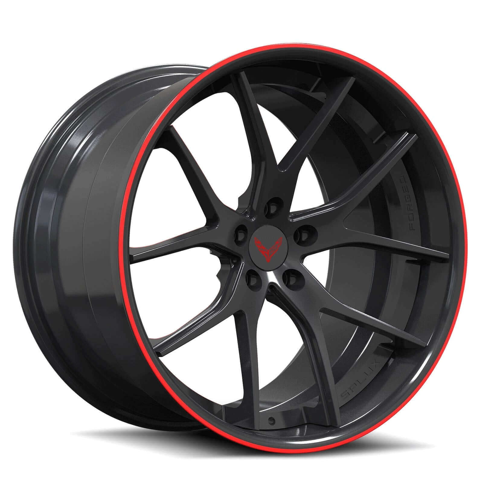 SC-04 dark grey red stripe forged wheels for 2019 Dodge Durango R/T - concave rims