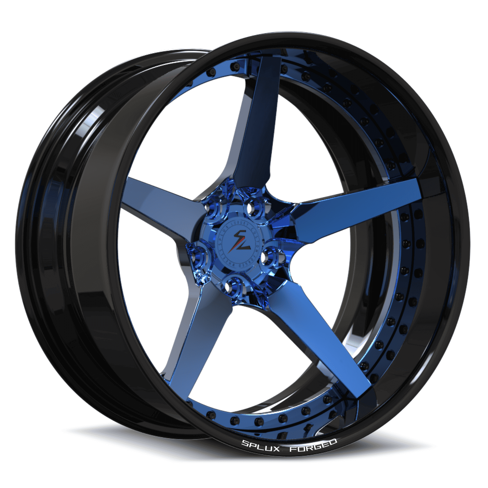 SD-06 black polished blue deep dish forged wheels - aftermarket rims