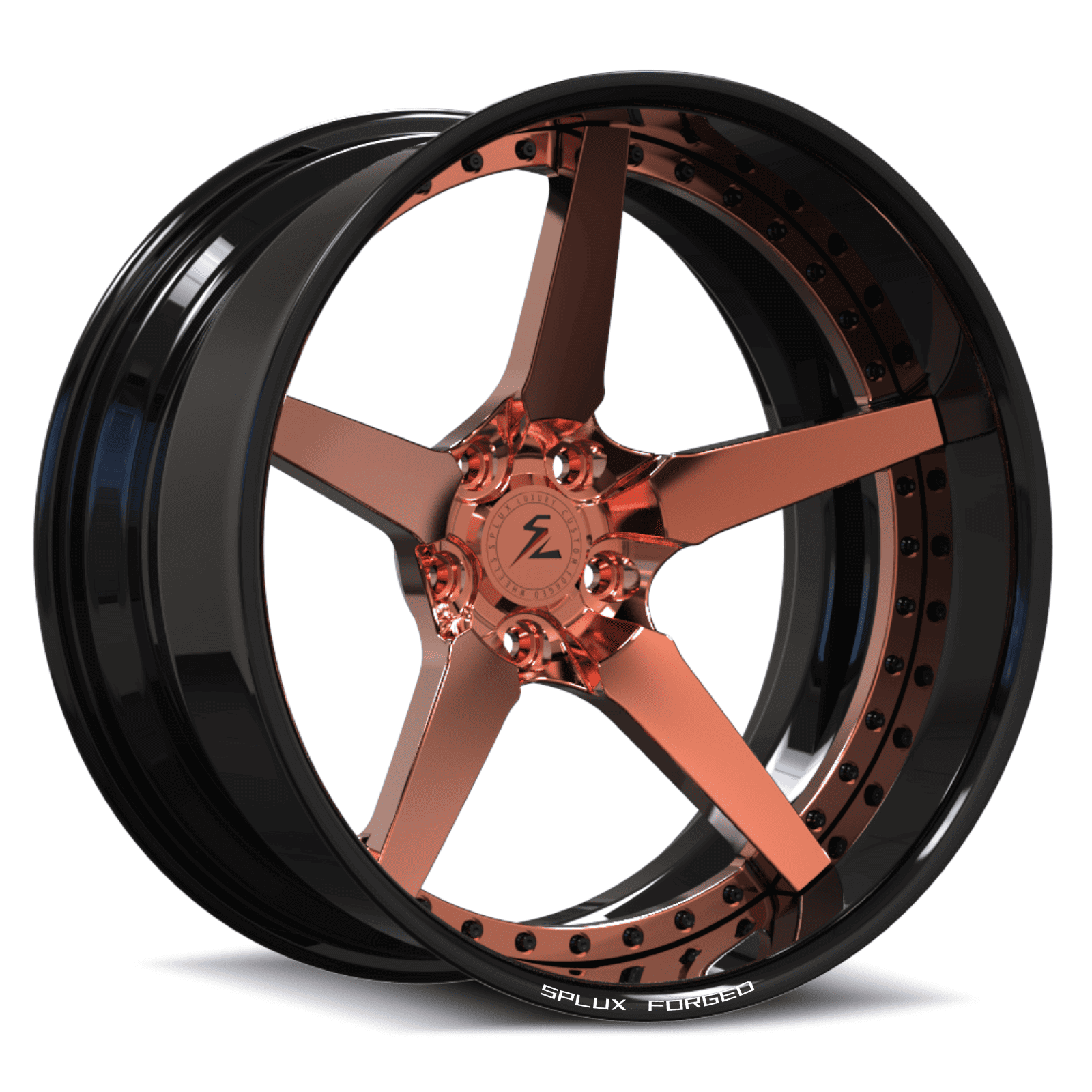 SD-06 black polished rose gold forged wheels for Corvette Z06 - deep dish custom alloys