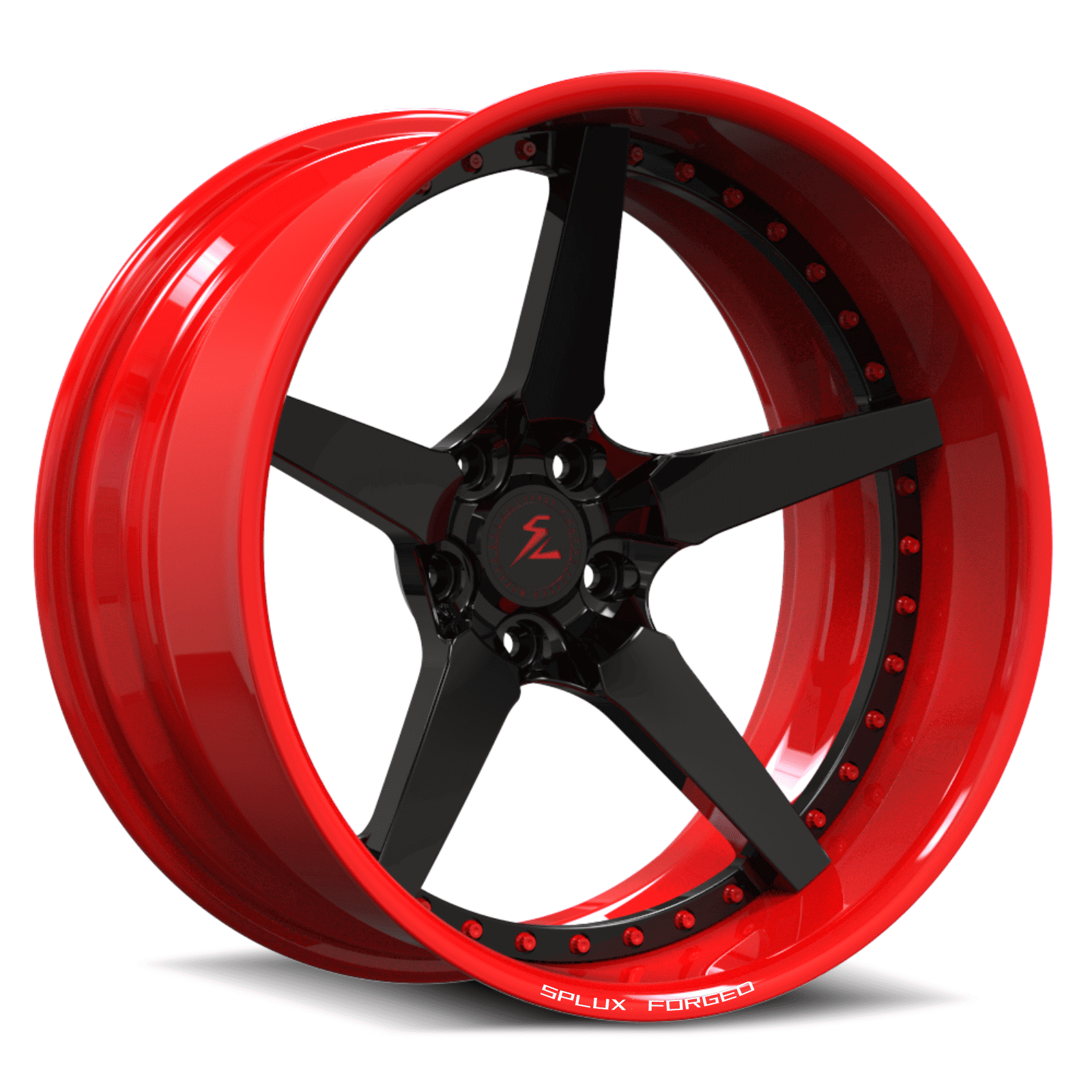 SD-06 black red deep dish forged 2-piece wheels - aftermarket alloys