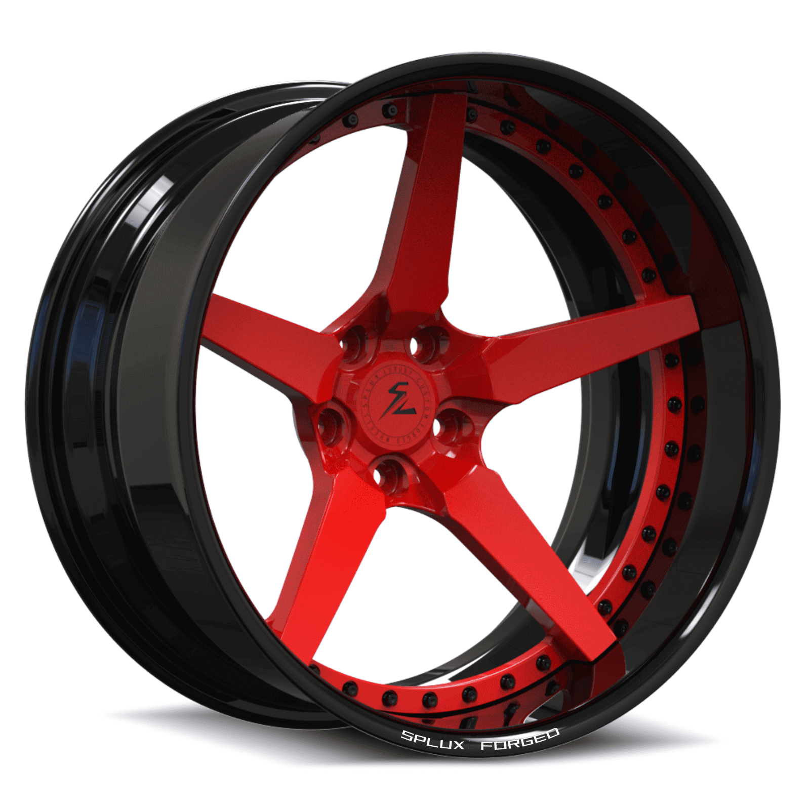 SD-06 black red forged wheels for 2015 Jaguar XJ - deep dish aftermarket rims