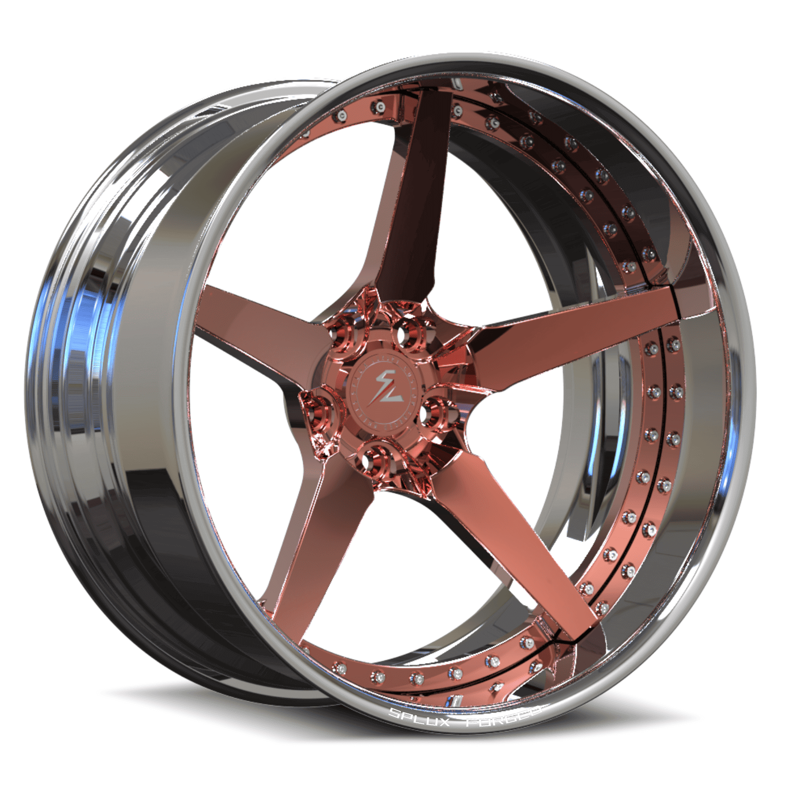 SD-06 chrome polished rose gold deep dish forged 2-piece wheels - custom rims
