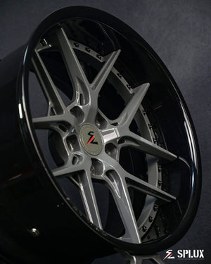 Splux SD-02 19in y-spoke custom forged 2-piece deep lip aftermarket rims for 1967 Chevy Camaro wheels for sale in Destroyer Grey.