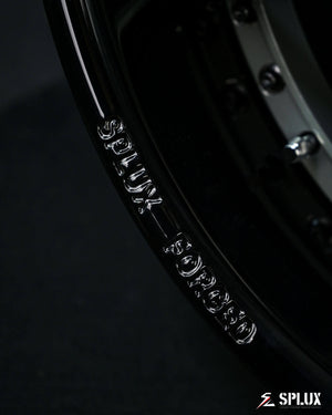 Splux SD-02 19in y-spoke custom forged 2-piece deep lip aftermarket rims for 1967 Chevrolet Camaro SS in Destroyer Gray and black.