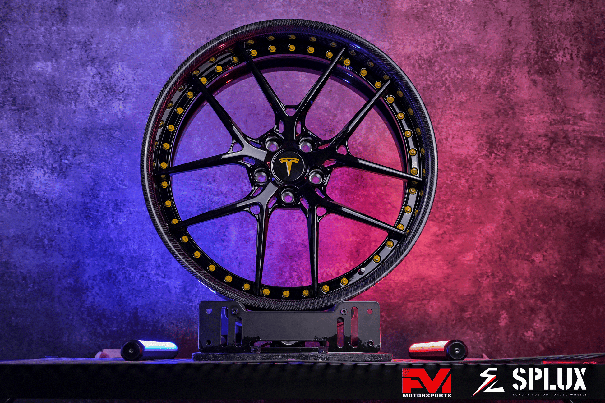 tesla model s wheels side profile showing 22 inch staggered fitment