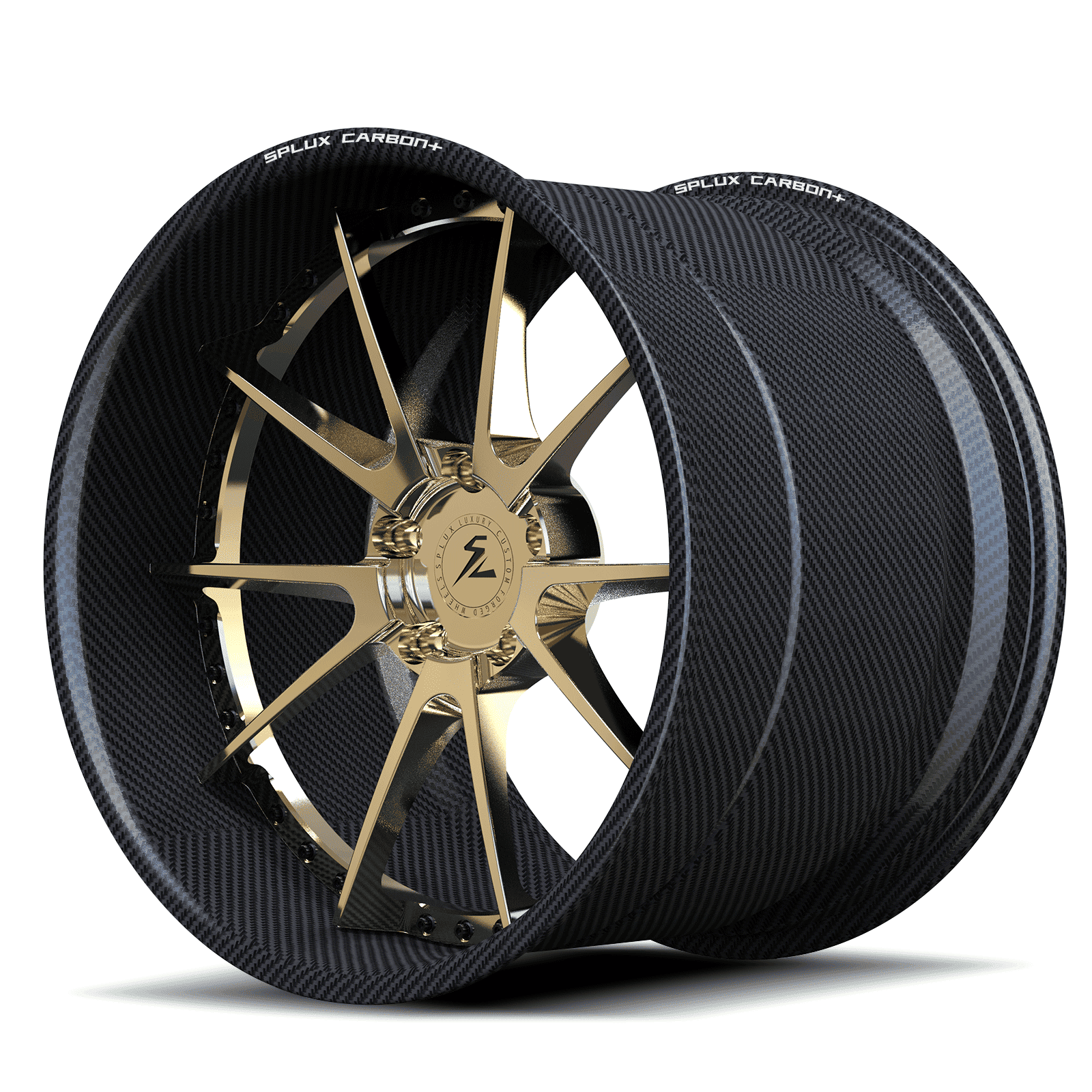 RCF-10 polished gold forged wheels for Durango Hellcat - luxury 2-piece