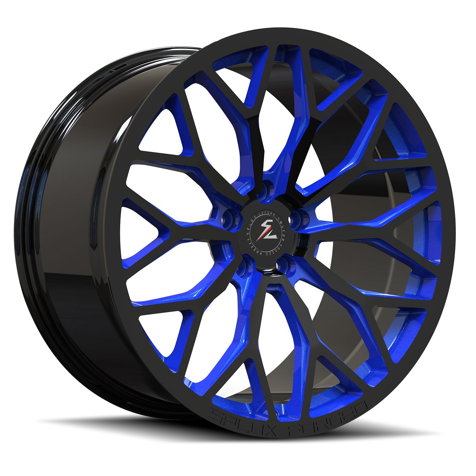 SC-14M black with ocean blue accents forged wheels for 2025 GMC Sierra 1500 - deep concave aftermarket rims