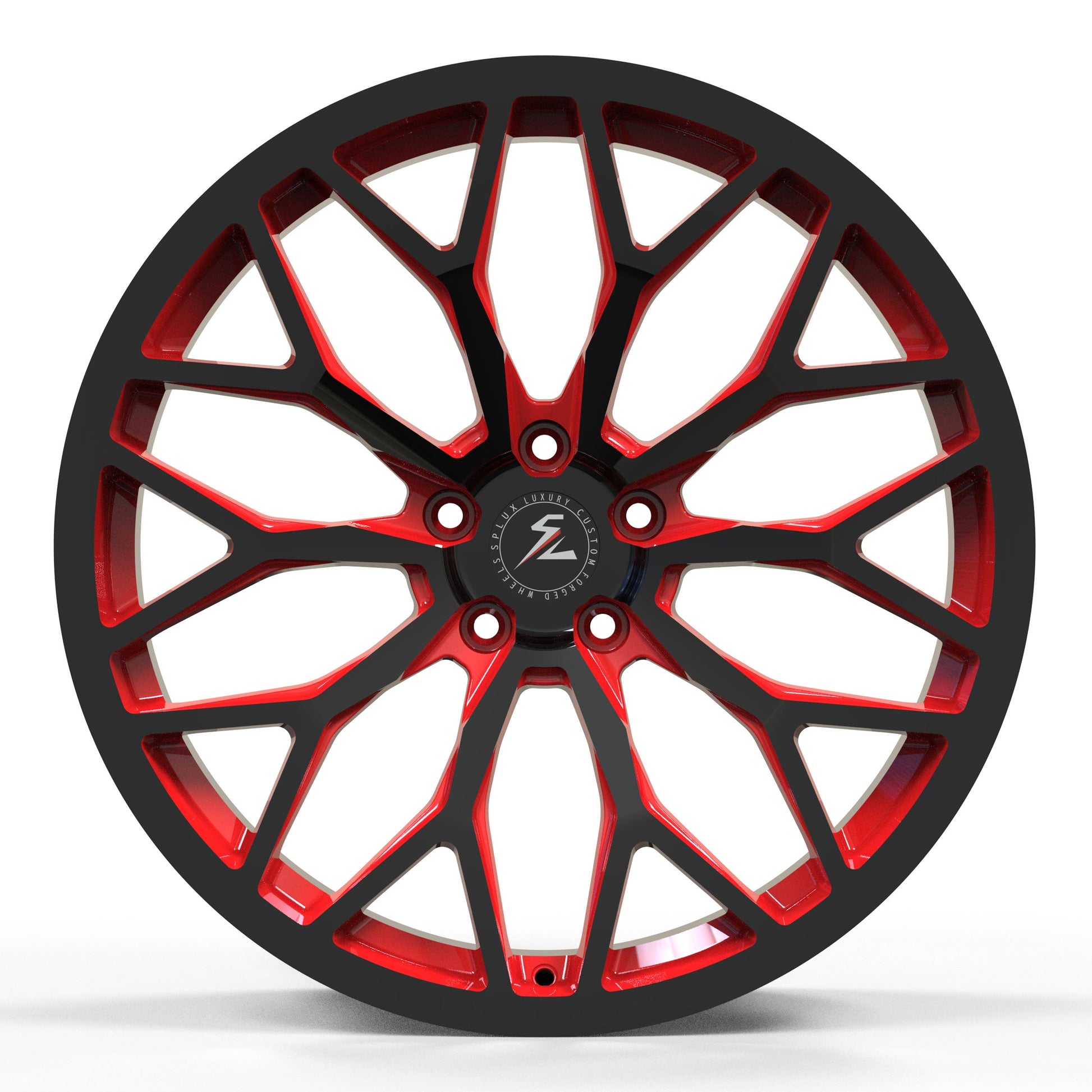 SC-14M black and red forged wheels - aftermarket rims