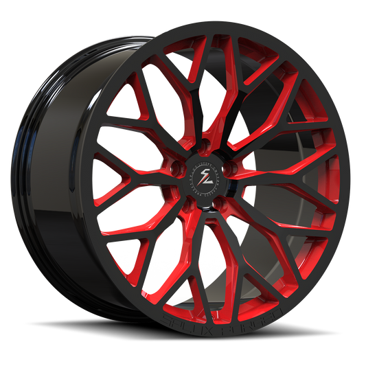 SC-14M black and red forged wheels for 2015 Subaru WRX - custom rims