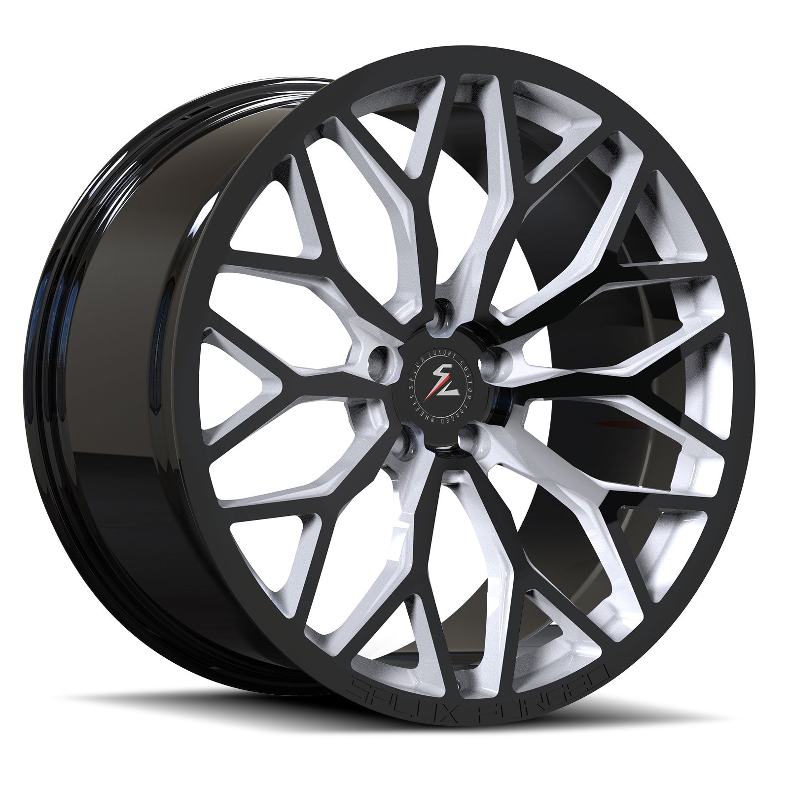 SC-14M black with white accents forged wheels for Cadillac Escalade - multi-spoke lightweight rims