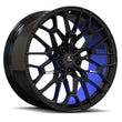 Lucid custom forged wheels SF-10 5-lug monoblock rims in black and blue finish