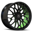 SF-10 5-lug forged rims for Lucid with black and red custom finish