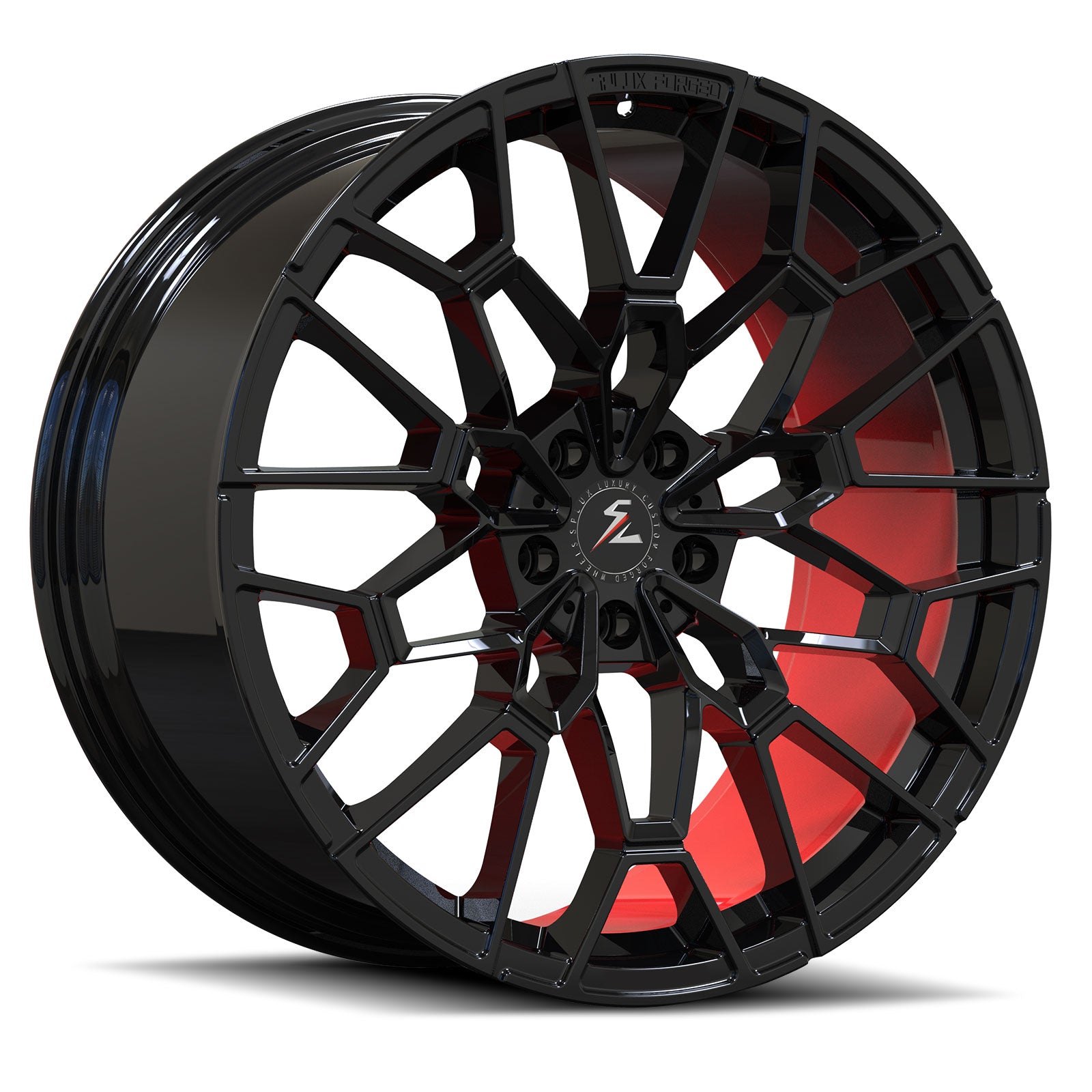 SF-10 5-lug custom forged wheels for Lucid with black and yellow finish