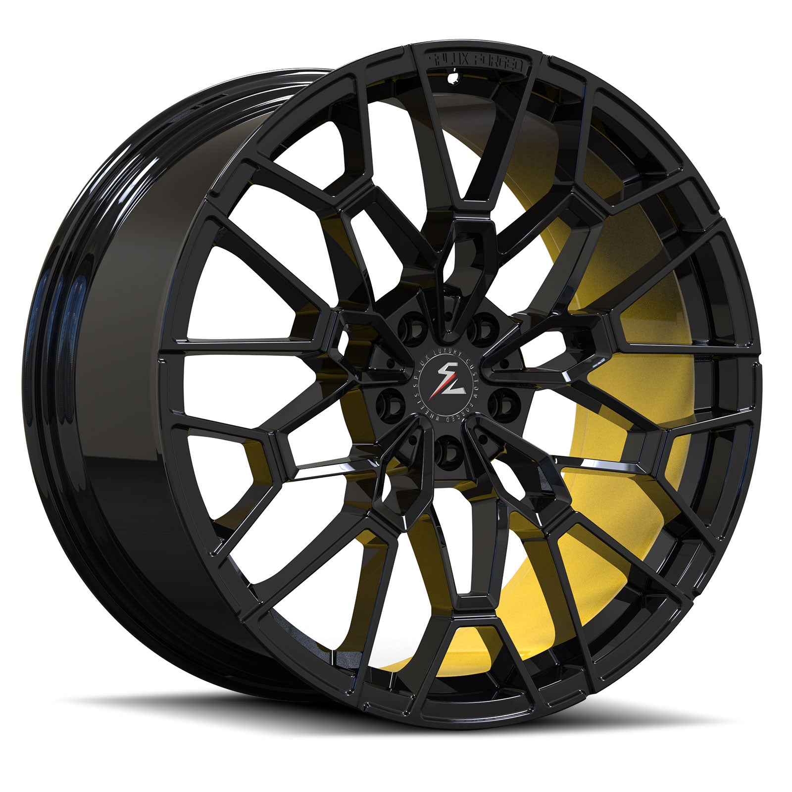 Lucid aftermarket wheels SF-10 forged monoblock rims in black and green finish