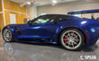 SC-08M forged monoblock wheels on a C7 Corvette in Elkhart Lake Blue, showcasing lightweight chrome concave design.