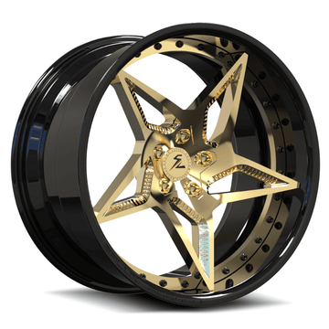 SD-25 polished frozen gold forged wheels for 2016 Dodge Challenger - custom rims