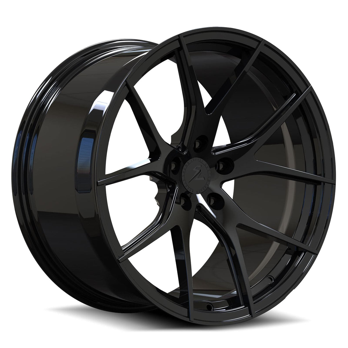SC-04M Y-spoke forged monoblock wheels for Corvette C7 in gloss black deep concave finish