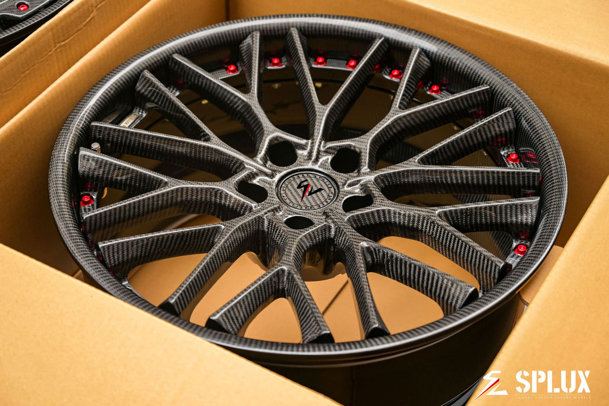 carbon fiber wheels corvette aftermarket rims from splux sd-12 fully forged 2-piece wheels.free shipping to most parts of u.s.