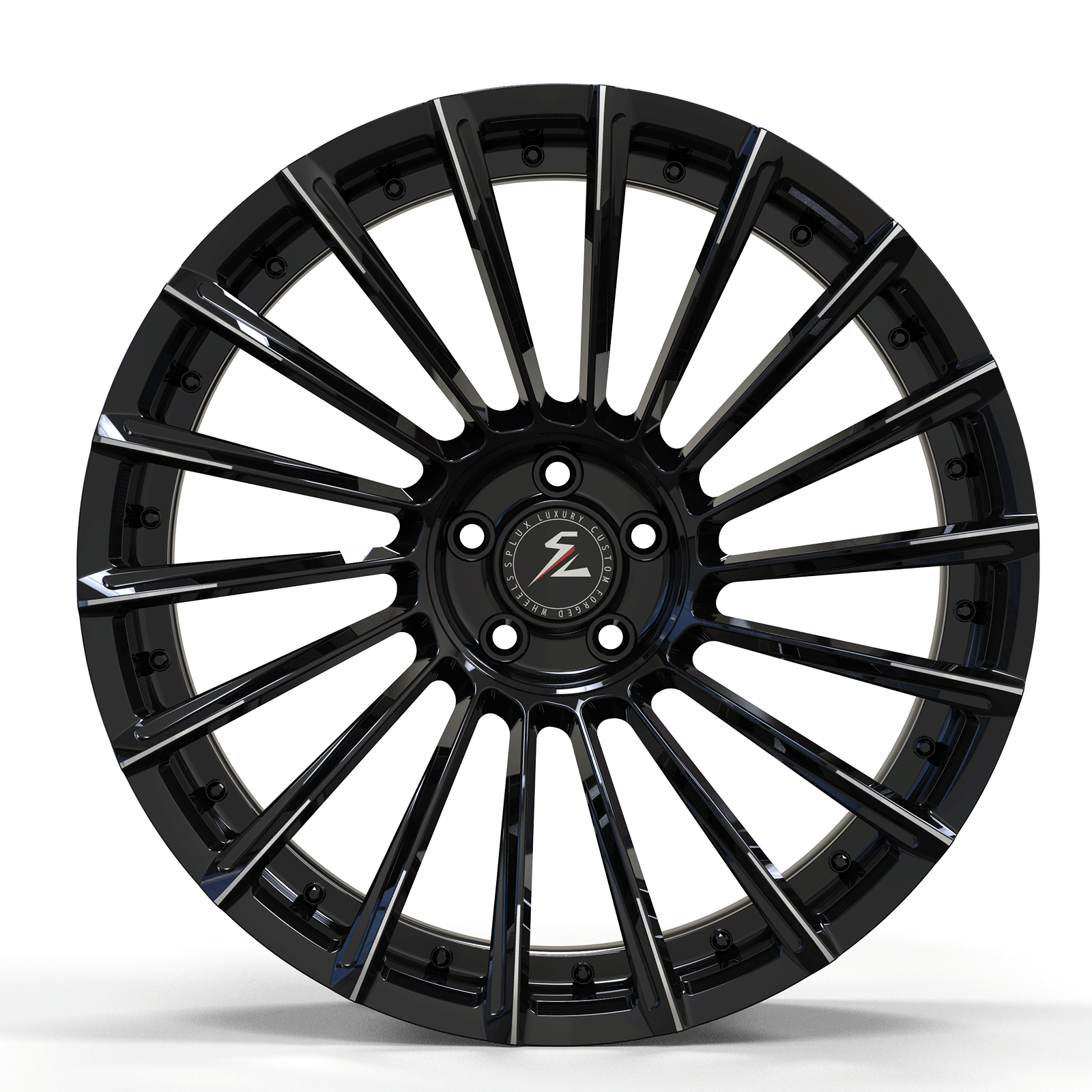 SL-C23 all black machined multi-spoke forged wheels for 2010 Cadillac - aftermarket alloys