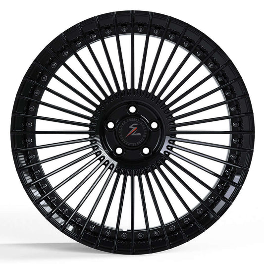 22" black rims for 2025 Escalade, custom forged 2-piece, deep concave wheels, aftermarket Cadillac wheels in 6x5.5 bolt pattern.