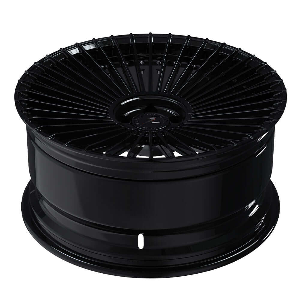 2024 Cadillac Escalade with black custom forged 2-piece rims, multi-spoke, concave wheels, available in 18-26 inches.