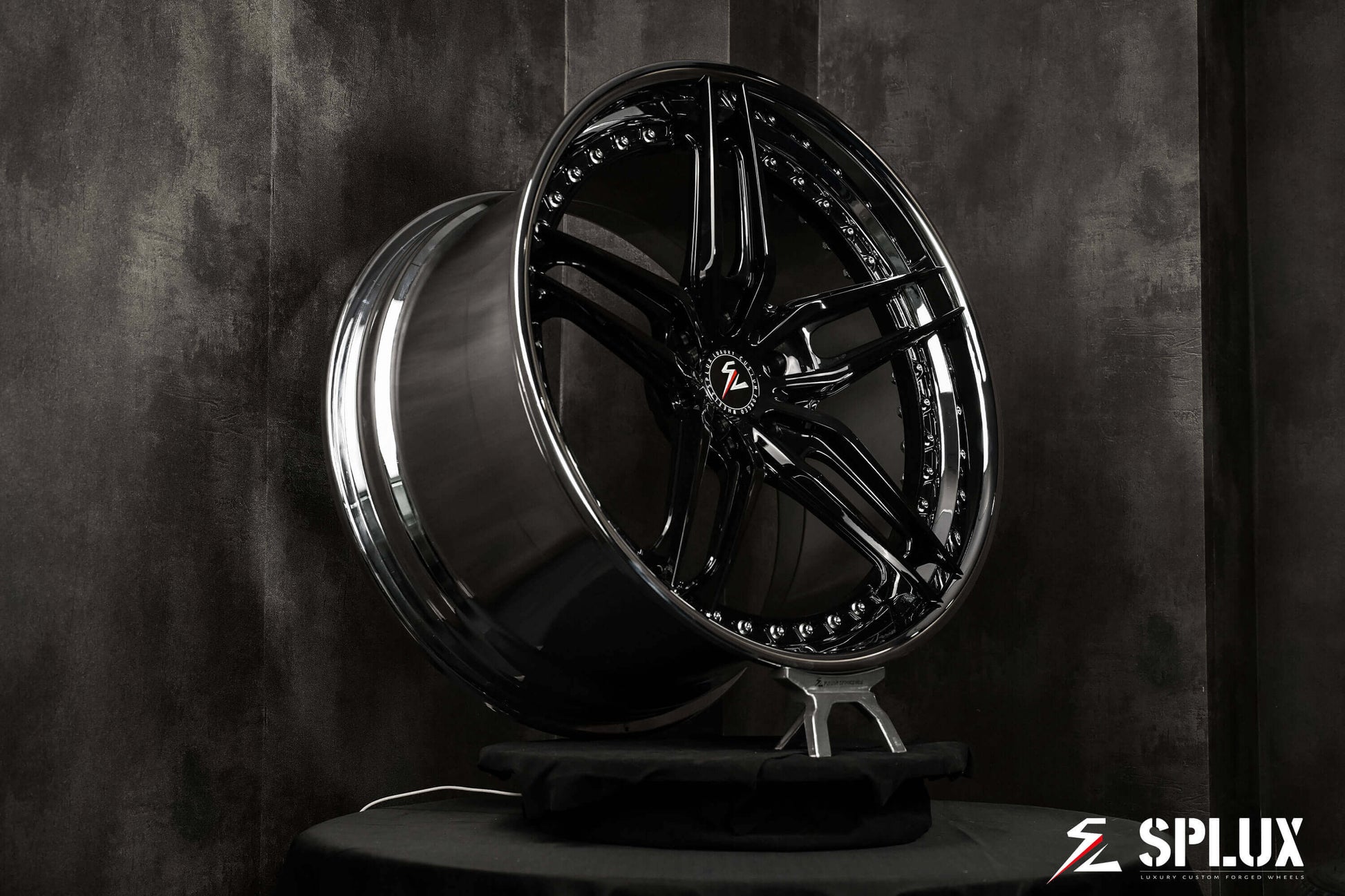 Upgrade your Chevy C7 Stingray with Splux SA-01 aggressive black or chrome aftermarket wheels for a bold, stylish look.