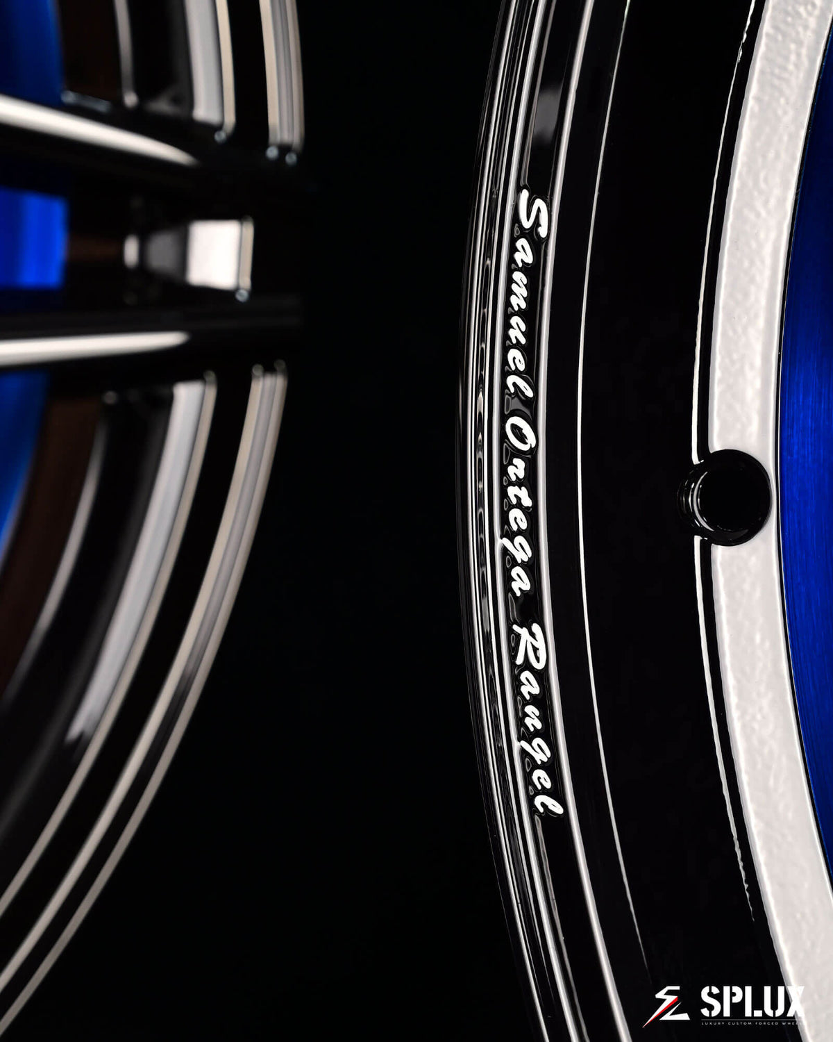 Splux SC-03M 5-spoke concave wheels for Corvette, featuring a sleek brushed blue finish with black accents for a bold, stylish look.