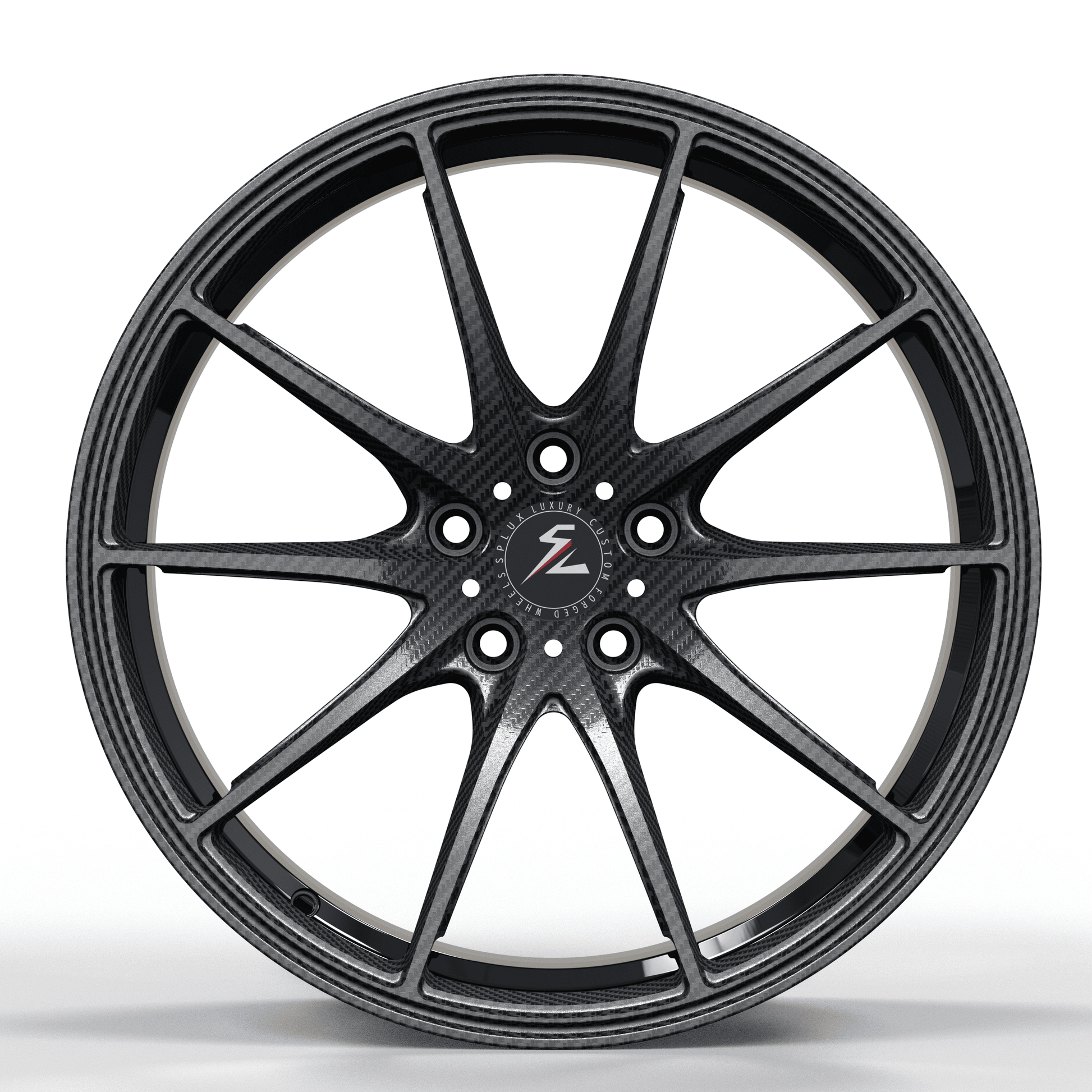 Splux SC-08M carbon fiber 10 spoke wheels detail, deep concave 1-piece forged structure