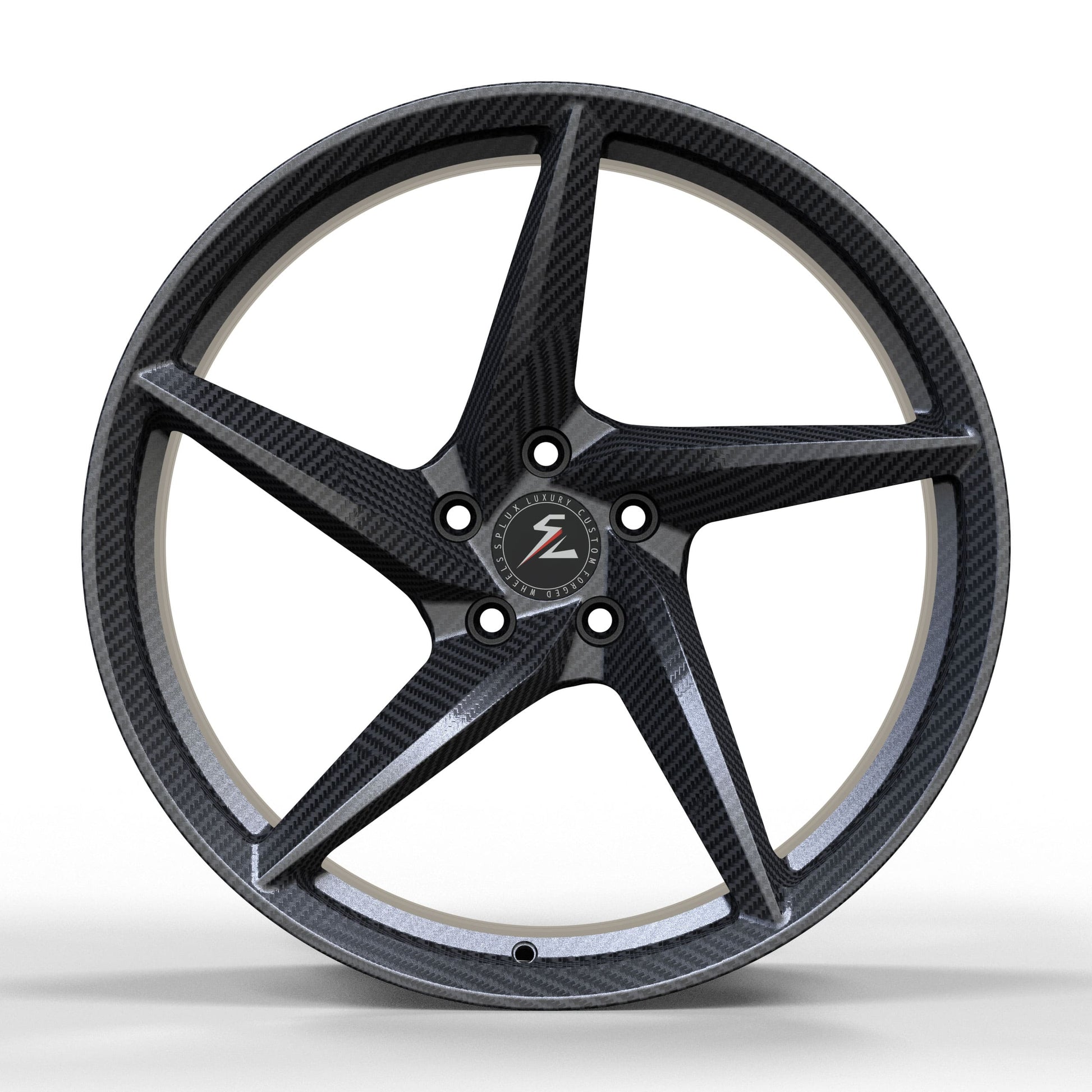 Splux SC-09M carbon fiber 5 spoke wheels detail, deep concave 1-piece forged construction