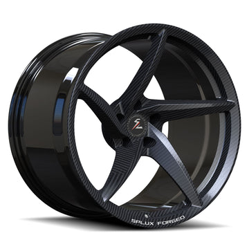 Splux SC-09M carbon fiber 5 spoke concave monoblock wheels for Corvette, custom forged performance design
