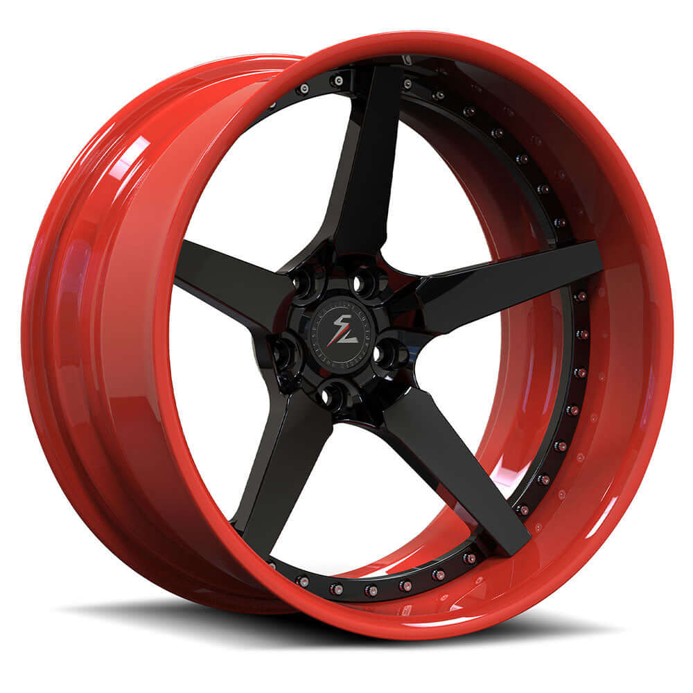 SD-06 red black forged wheels for Corvette Z06 - deep lip aftermarket alloys