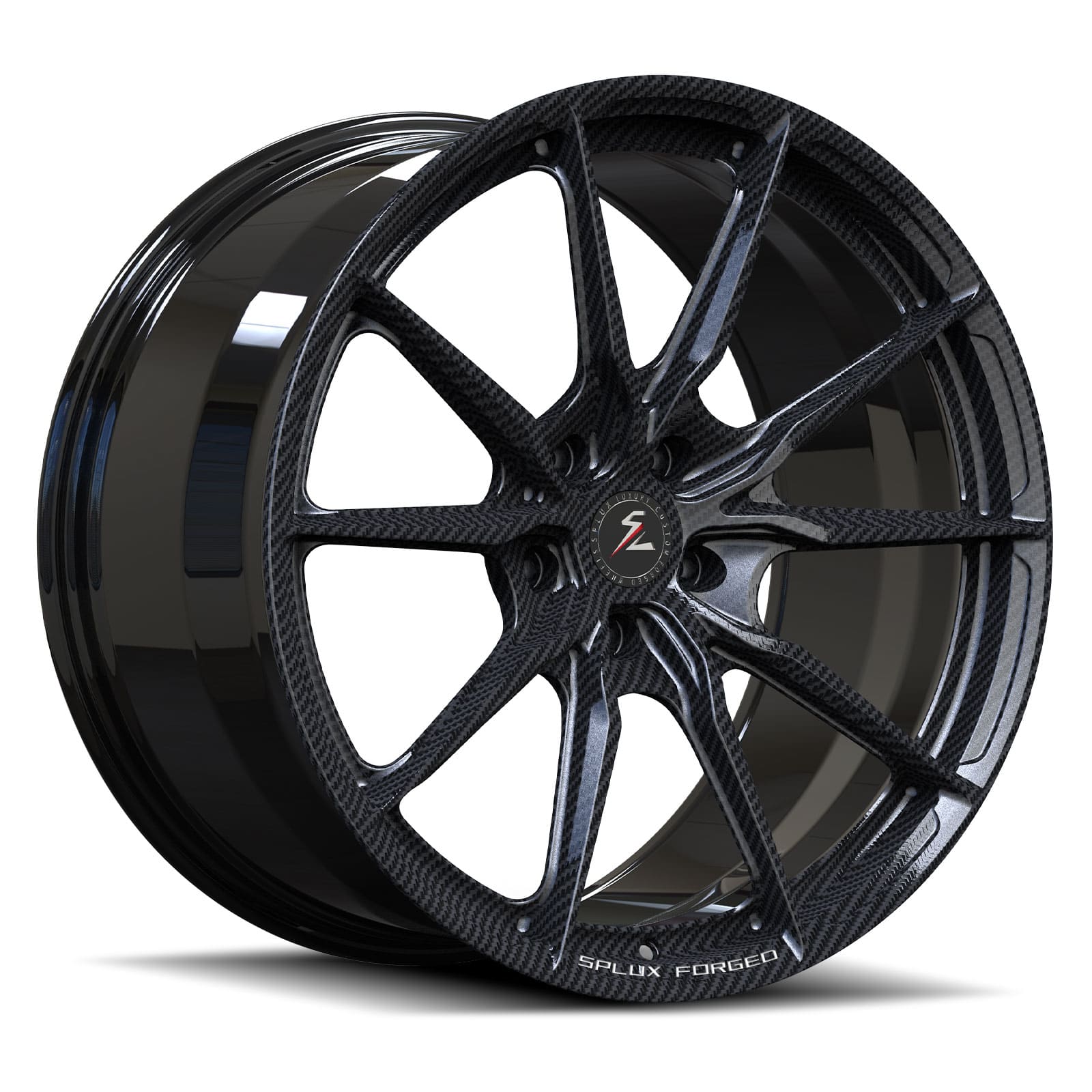 Splux SF-06 carbon fiber 10 spoke monoblock wheels for McLaren, lightweight custom forged design