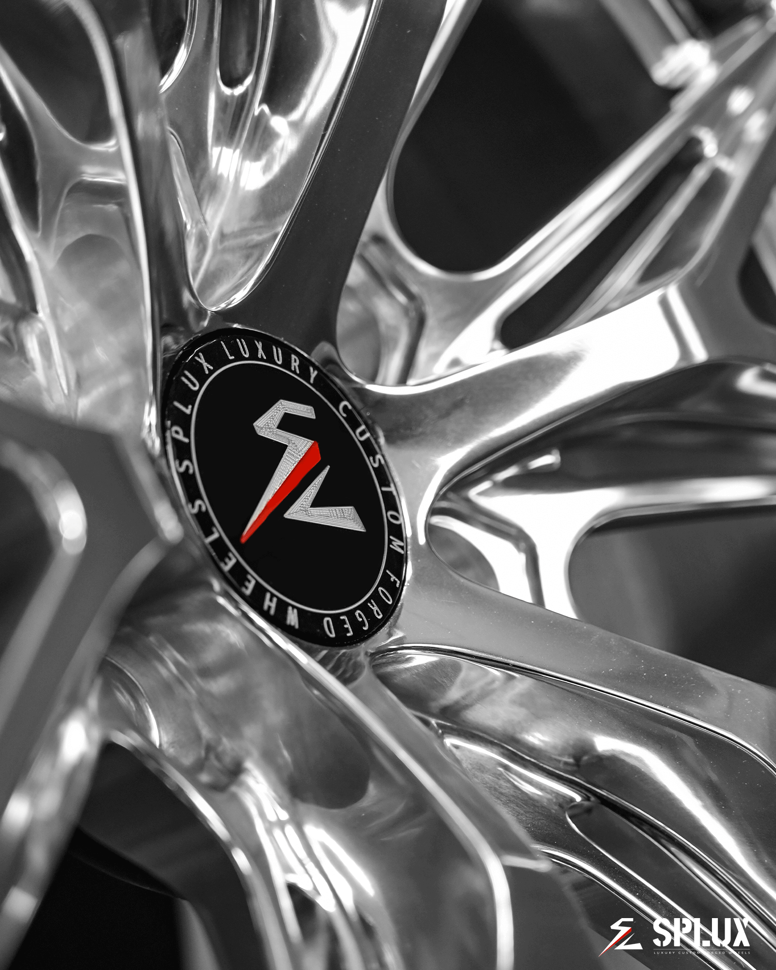 Custom forged 1-piece SL-02 wheels for 1999 Dodge Viper, 6-lug, polished Y-spoke lightweight aftermarket rims.