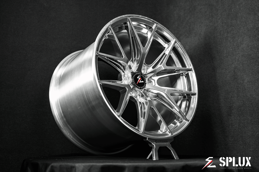 Splux SL-02 6-lug custom forged 1-piece wheels for 1999 Dodge Viper, lightweight polished Y-spoke aftermarket rims.