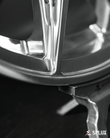 Polished 6-lug SL-02 custom forged monoblock wheels for 1999 Twin Turbo Viper, lightweight Y-spoke aftermarket rims.