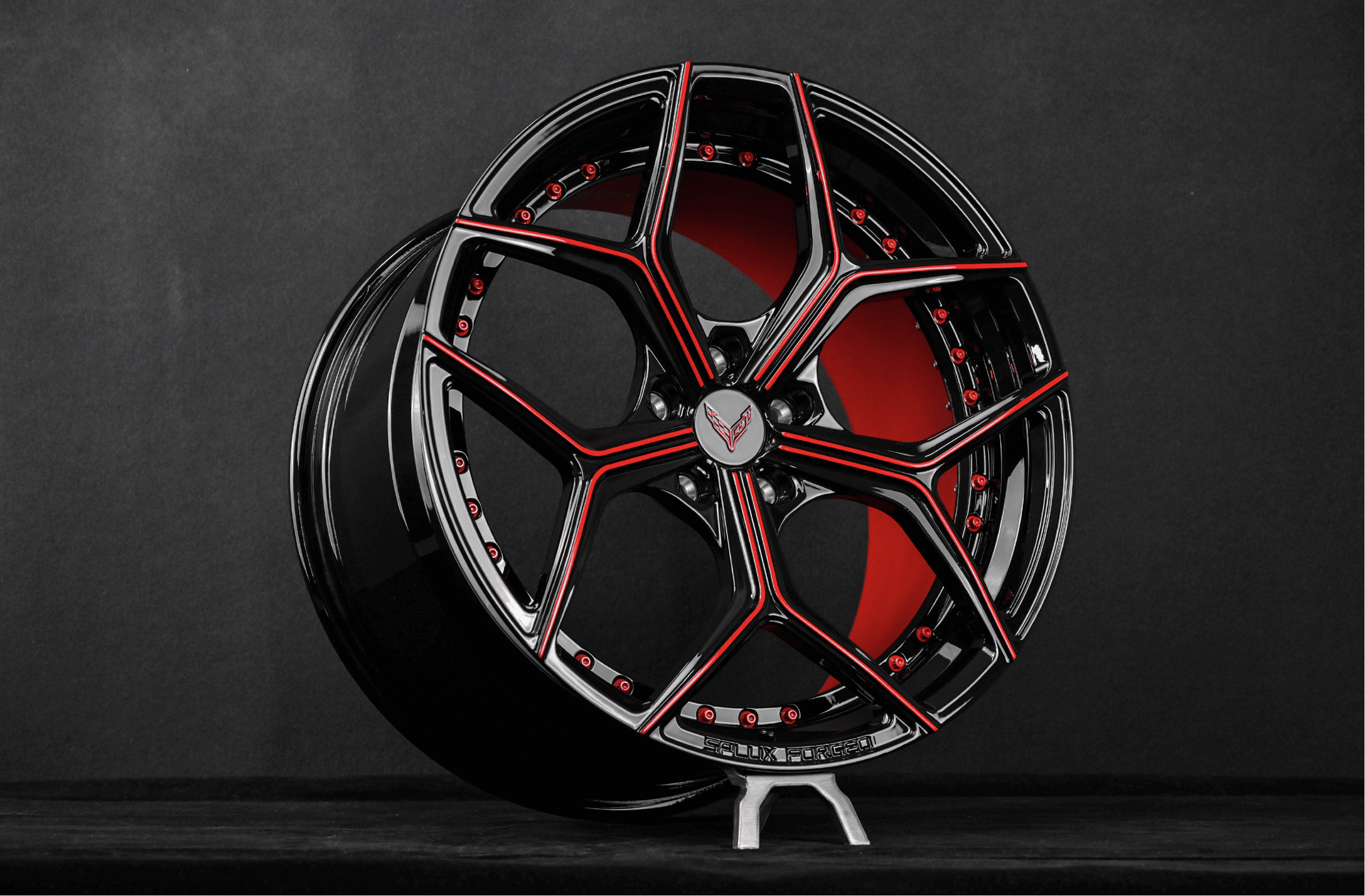 Corvette C8 Wheels | Custom Red 20 Inch Forged Wheels Wheels - Splux ...