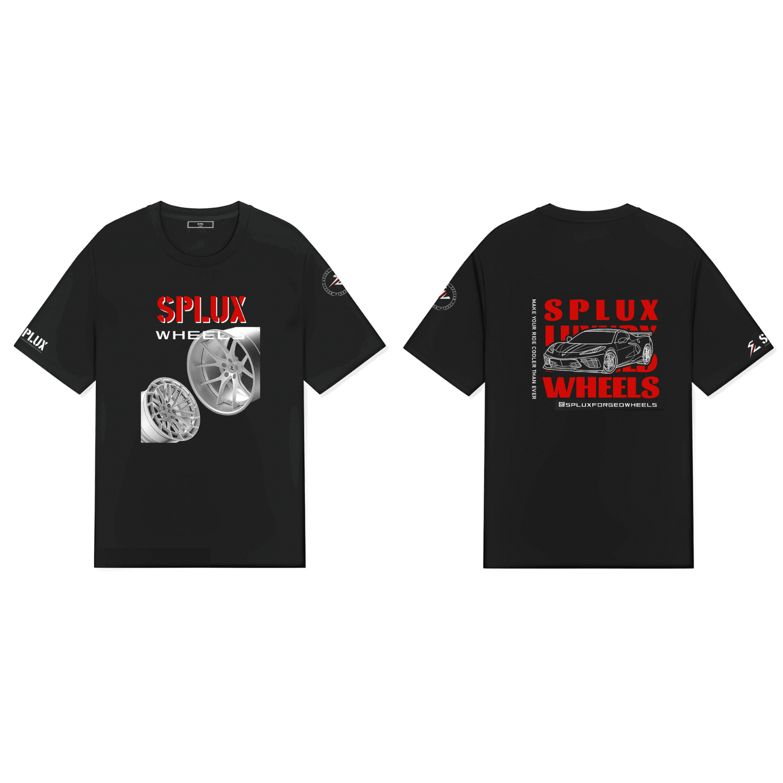 splux super luxury custom forged wheels t-shirt in black.