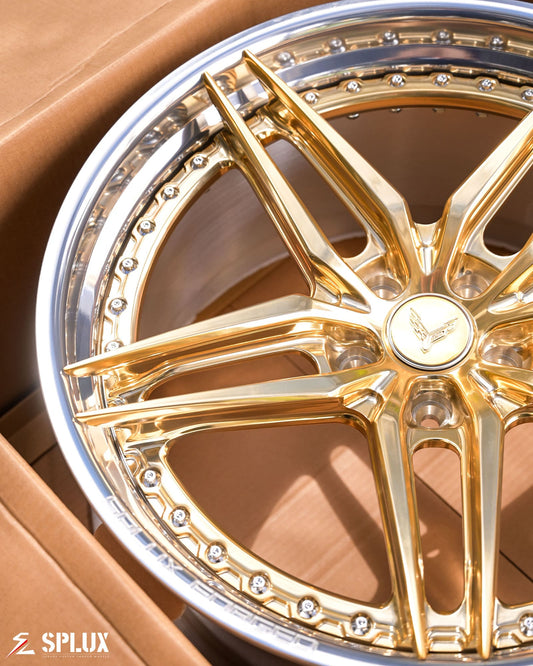 SA-01 Custom C8 Corvette Stingray/Z51 5-Spoke Frozen Gold 20x9 21x12, 19x8.5 20x11