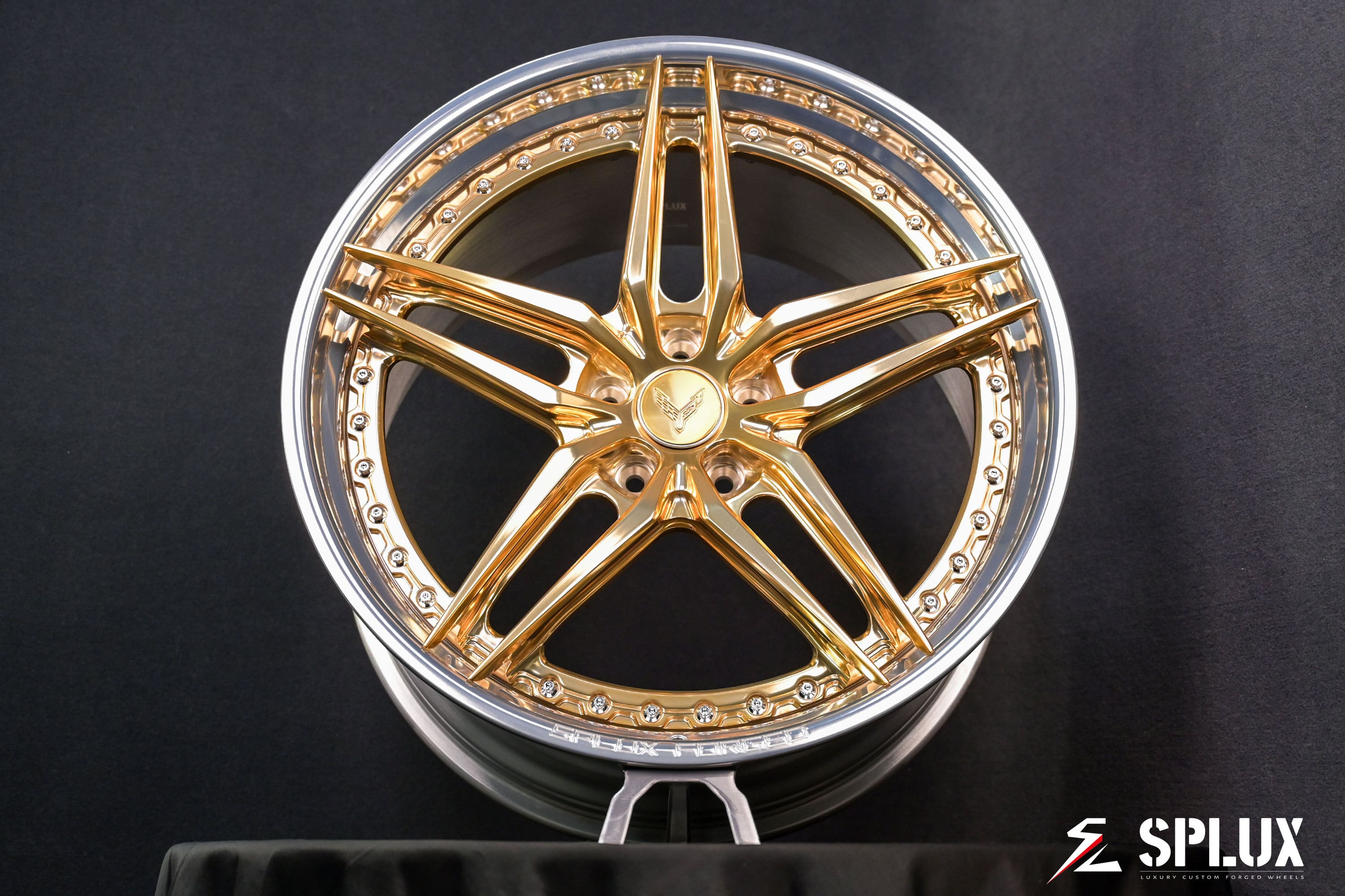SA-01 Custom C8 Corvette Stingray/Z51 5-Spoke Frozen Gold 20x9 21x12, 19x8.5 20x11